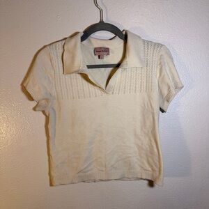 Romeo Romeo Cream Knit Short Sleeve Polo Top Size Large
